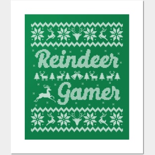 Ugly Christmas Sweater Reindeer Gamer Posters and Art